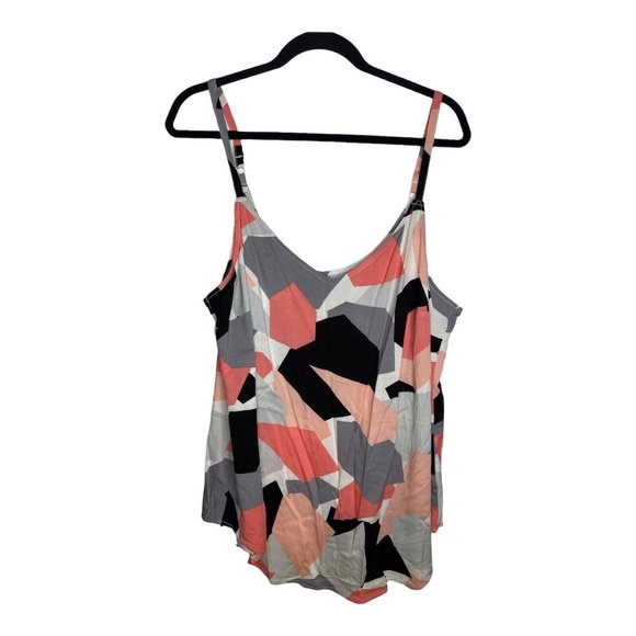 Torrid Blouse Size 2 18/20 Women's Color Block Geometric Multicolor Adjustable - Picture 2 of 7